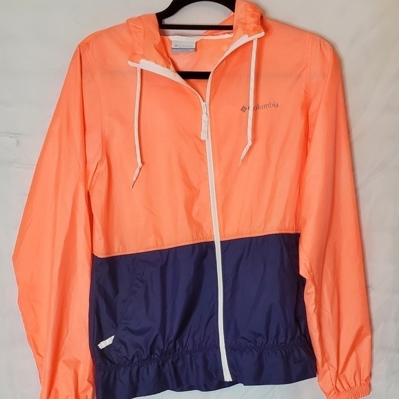 COLUMBIA Size Xs Water Repellent Lightweight Jacket In Tangerine & Blue - Picture 1 of 4